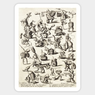 HIERONYMUS BOSCH BESTIARY Black White Fantasy Figures,Monsters and Animals Sticker